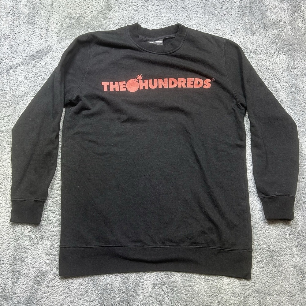 The Hundreds Forever Bar Logo Long Sleeve Sweatshirt Mens L Black Pullover Skate